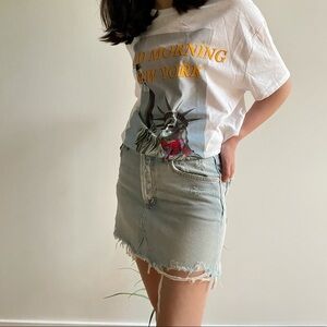 NWT  AGOLDE Quinn High Rise Cutoff Denim Miniskirt 27